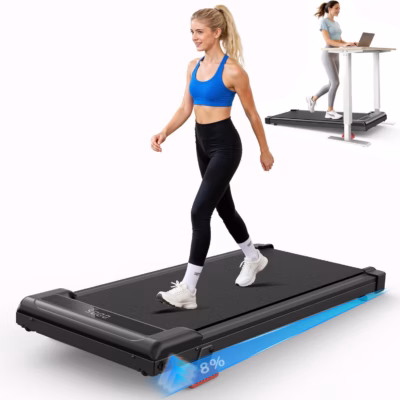 Woman walking on the Bigzzia under desk treadmill