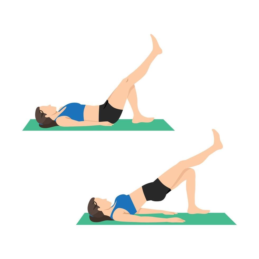 Illustration of woman doing one foot bridge to exercise her buttocks'.