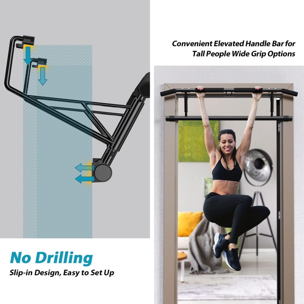 JX FITNESS Installation-Free Pull Up Bar perfect for home gym upper body workouts. Doorway pull up bar