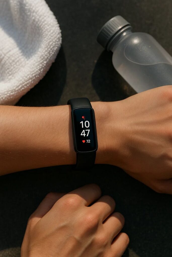 Close up of wrist wearing a smart watch