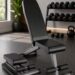 Weight bench in home gym.