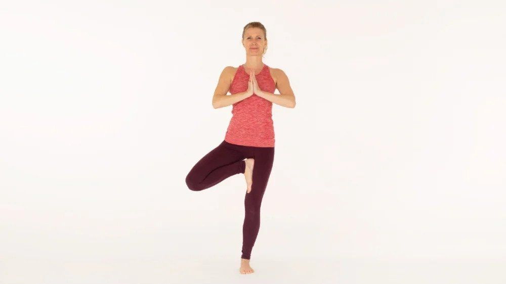 Tree pose yoga girl