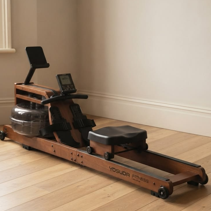 Elegant rowing machine in a home gym