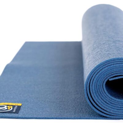 a blue Yoga-Mad Lightweight Travel Yoga Mat
