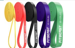 Pull up band set of five resistance bands multicoloured