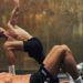 Men's workouts without weights. Two men working out.