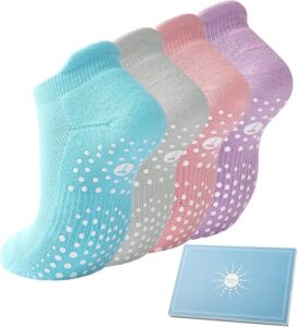 4 different Pilates grippy socks in a range of colours
