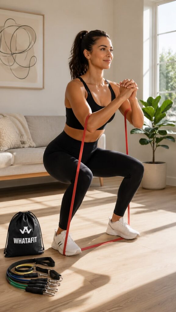 Squats on resistance bands