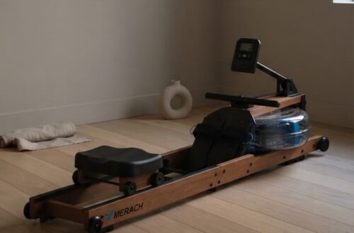 neutral Merach rowing machine in a dim lit room on its own that's featured in our best rowing machine for home guide