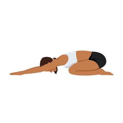 Graphic of a woman doing child's pose