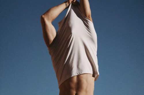 Man taking off shirt and showing abs